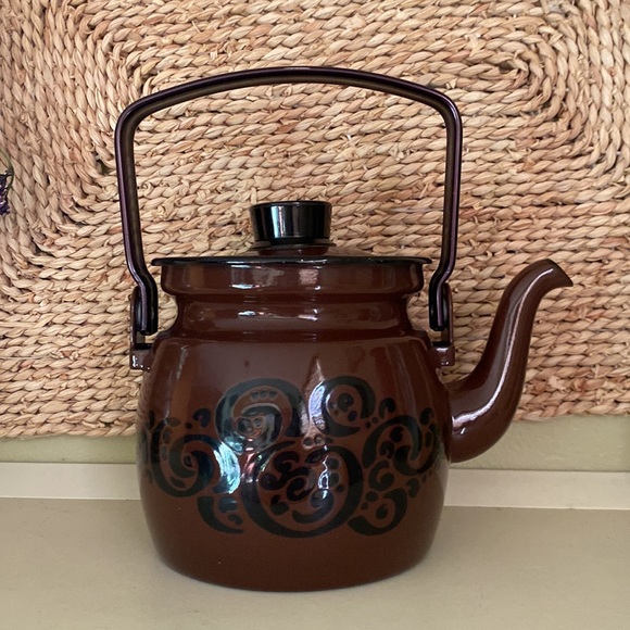 Vtg mid century modern Arabia enamel teapot from Finland - Picture 4 of 16